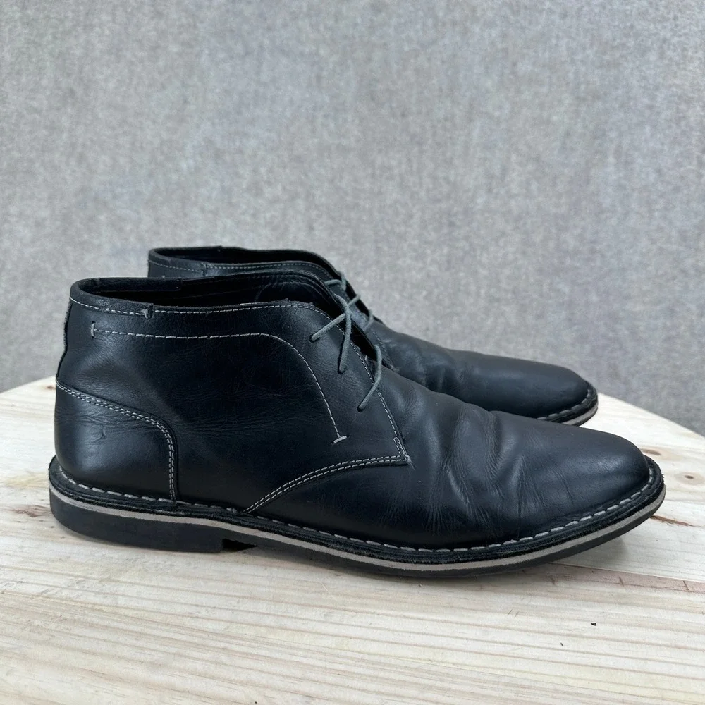 Steve Madden Black Leather Chukka Desert Ankle Boots Mens 13 Lace Up Oxford Shoe